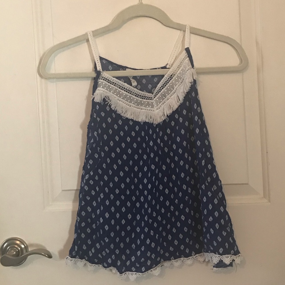 Ruby and Jenna tank with fringe and lace detail